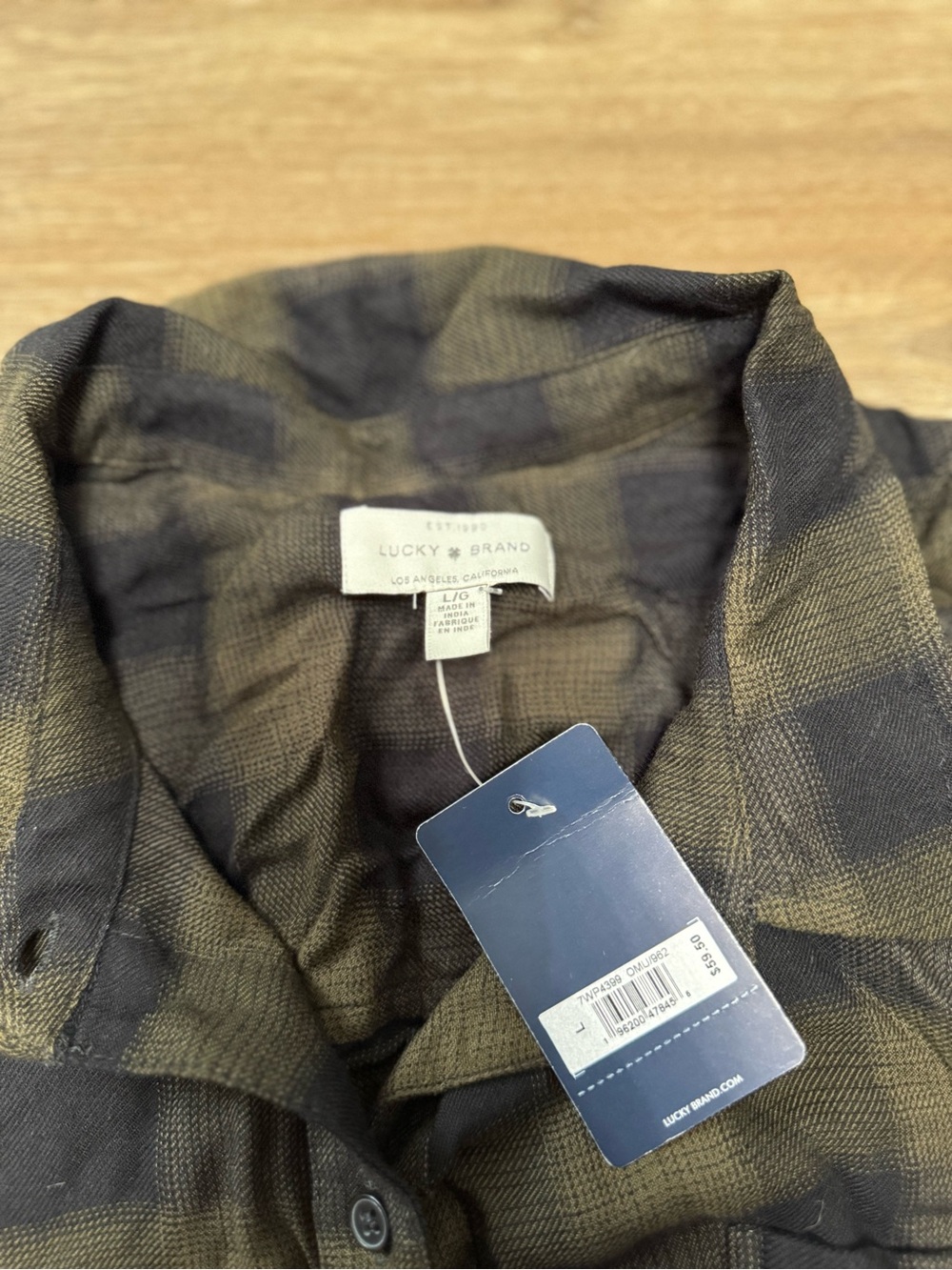 Lucky Brand Olive and Black Plaid Button Shirt - Picture 2 of 2